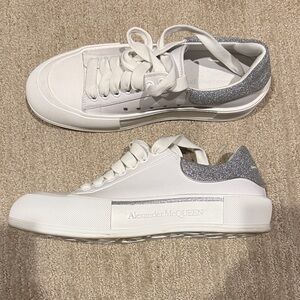 Alexander McQueen White Sneakers with Silver Detail
